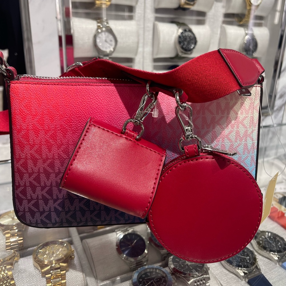 MICHAEL KORS Jet Set Small Ombré Signature Logo Crossbody Case Apple Airpods Pro - Picture 15 of 16